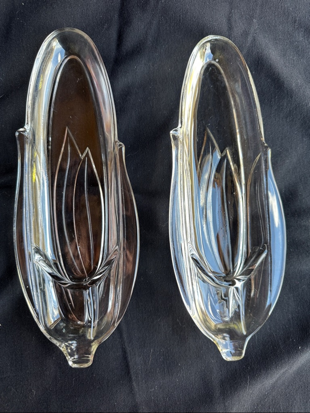 Clear Glass Corn on Cob Dish- Pair